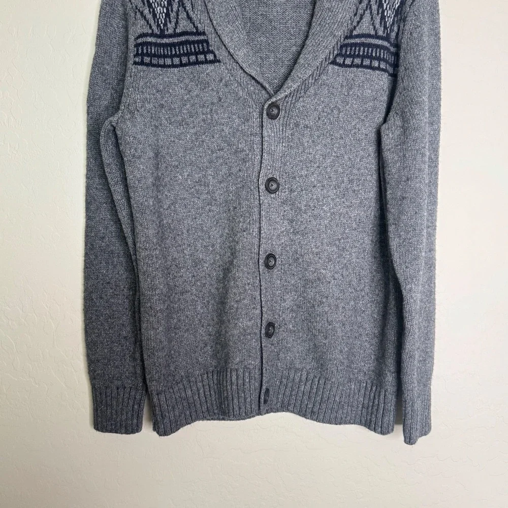 Banana Republic Mens Cotton Blend Cardigan M Grey Shawl Collar Preppy Academia